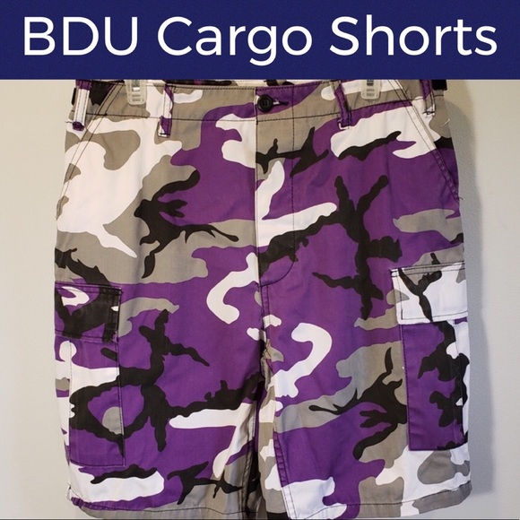 purple camo cargo shorts